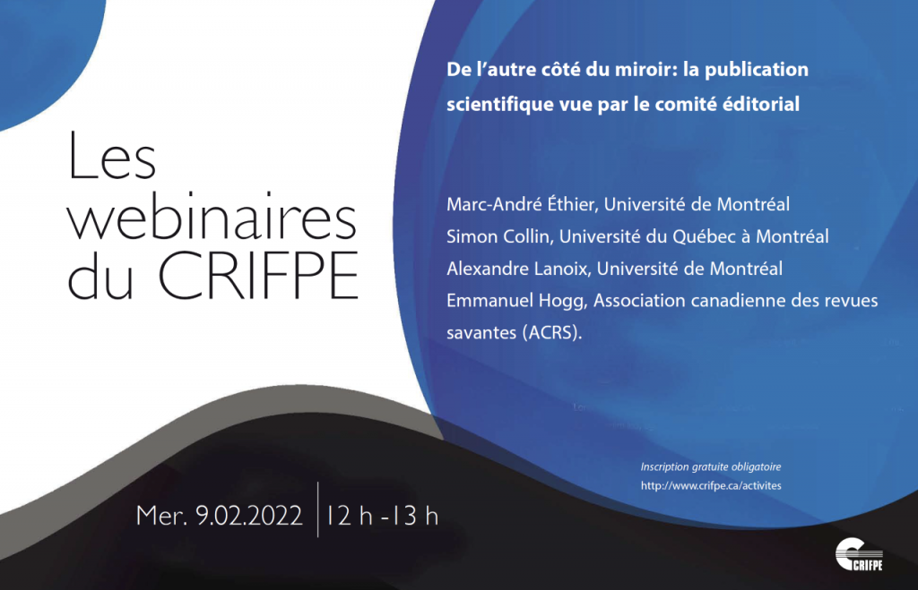 De l’autre côté du miroir : la publication scientifique vue par le comité éditorial – Marc-André Éthier,  Simon Collin, Alexandre Lanoix et Emmanuel Hogg
